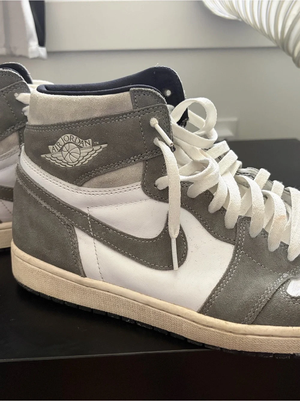 Jordan High-Top Sneakers in Gray and White